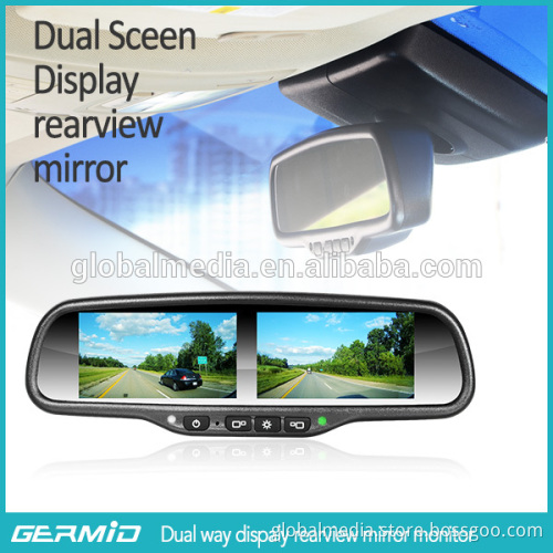 Car Multiple Display Mirror Monitor Dual 4.3 Inches LCD Screen Rearview Car Mirror with Camera